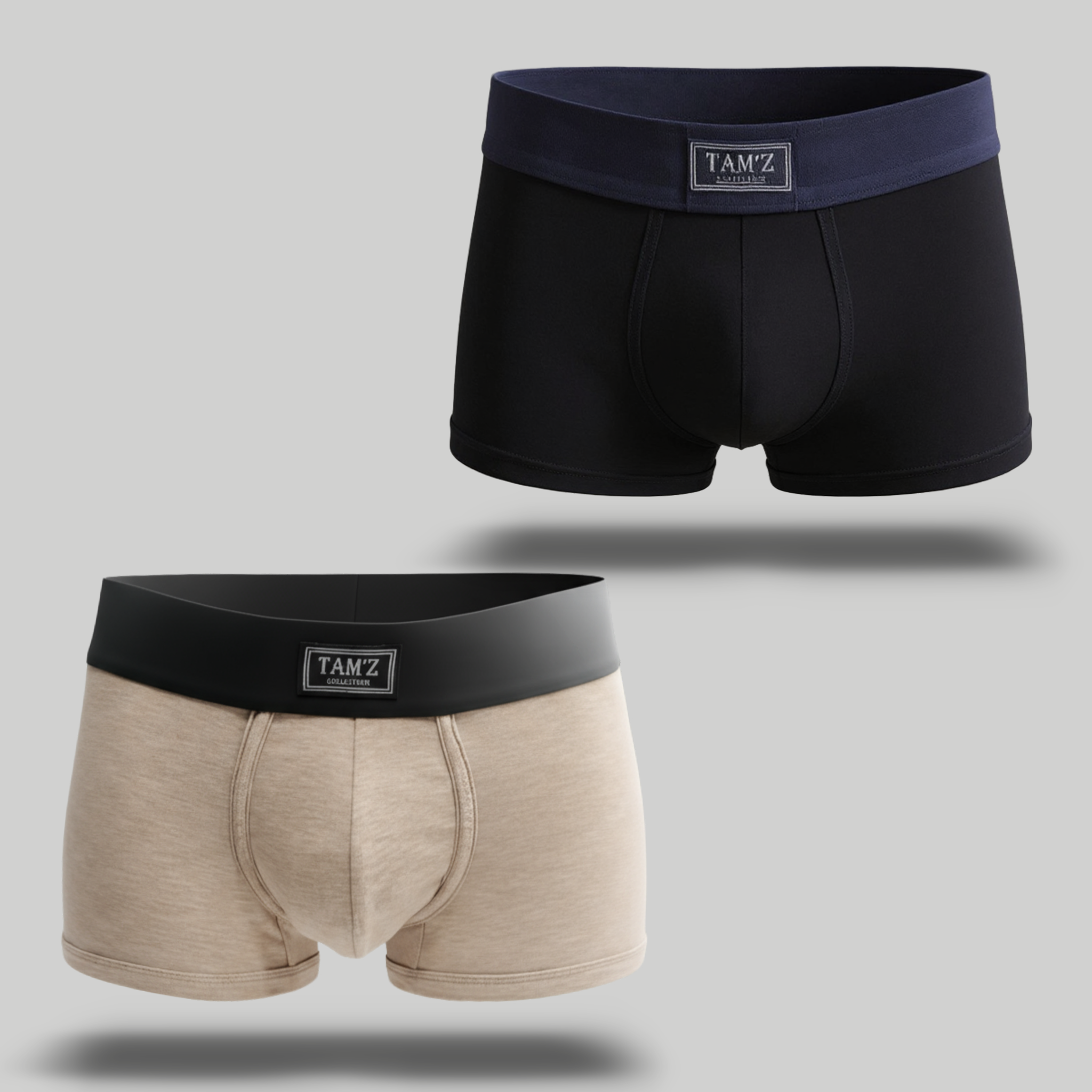 Boxer Shorts - Blk & Beige  - Set (2 Pcs)