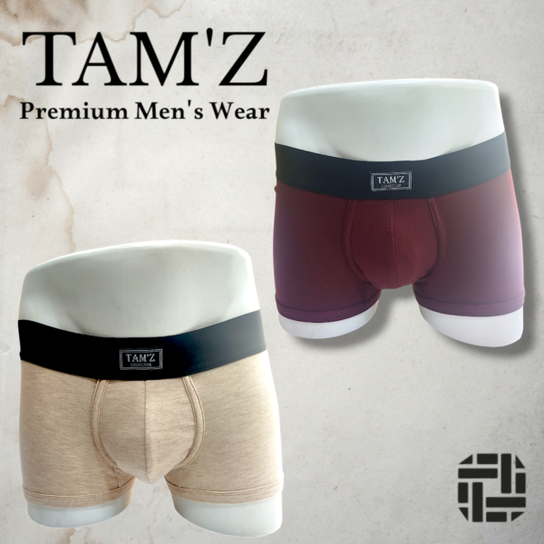 Boxer Shorts - Maroon & Beige  - Set (2 Pcs)