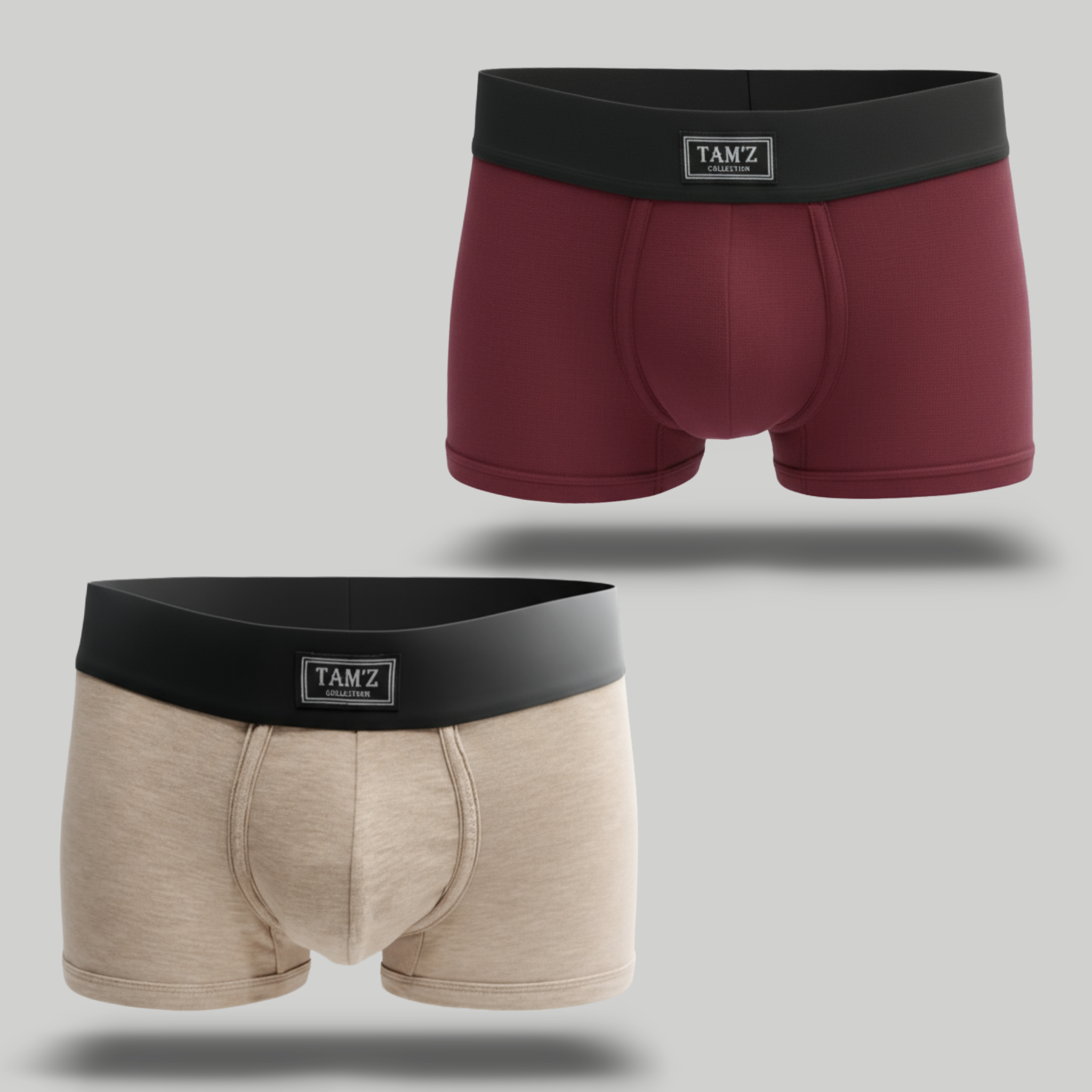 Boxer Shorts - Maroon & Beige  - Set (2 Pcs)