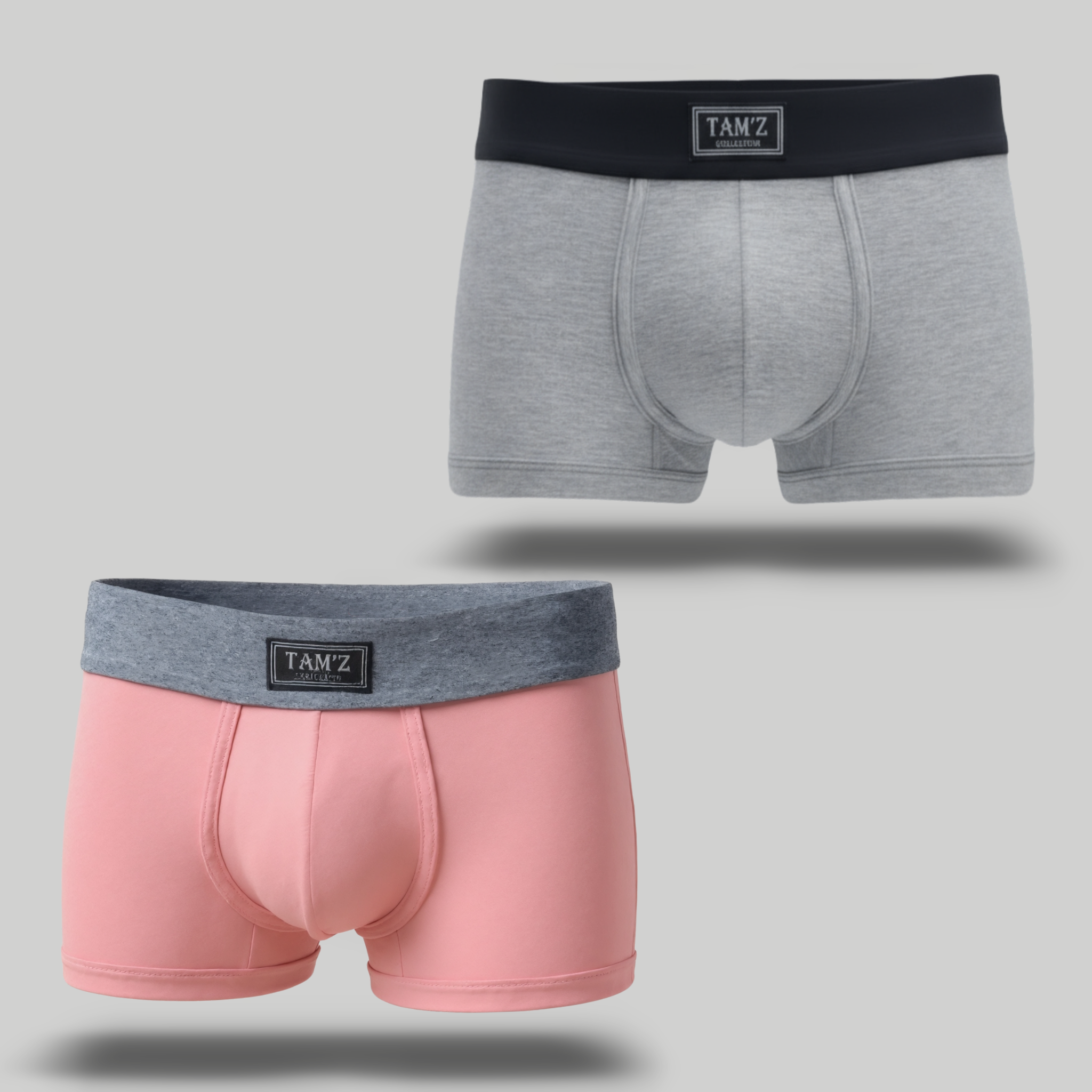 Boxer Shorts - Grey & Pink - Set (2 Pcs )