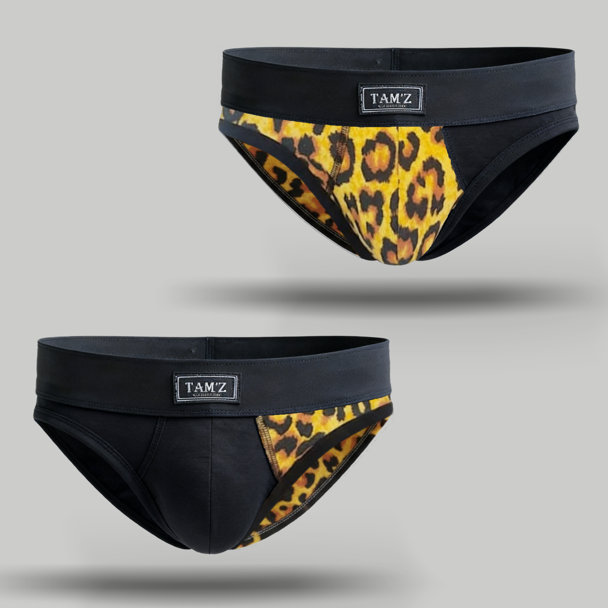 طقم ملابس داخلية رجالي بطبعة النمر– قطعتان