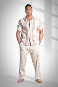 Striped Linen Half Sleeve Shirt for Men – Lightweight Summer Top