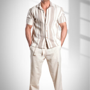 Striped Linen Half Sleeve Shirt for Men – Lightweight Summer Top