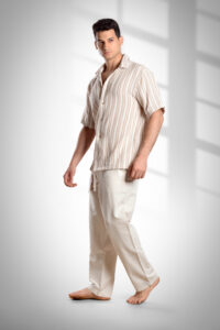 Striped Linen Half Sleeve Shirt for Men – Lightweight Summer Top