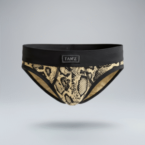 Cobra brief men’s underwear by TAMZ with snake skin print design