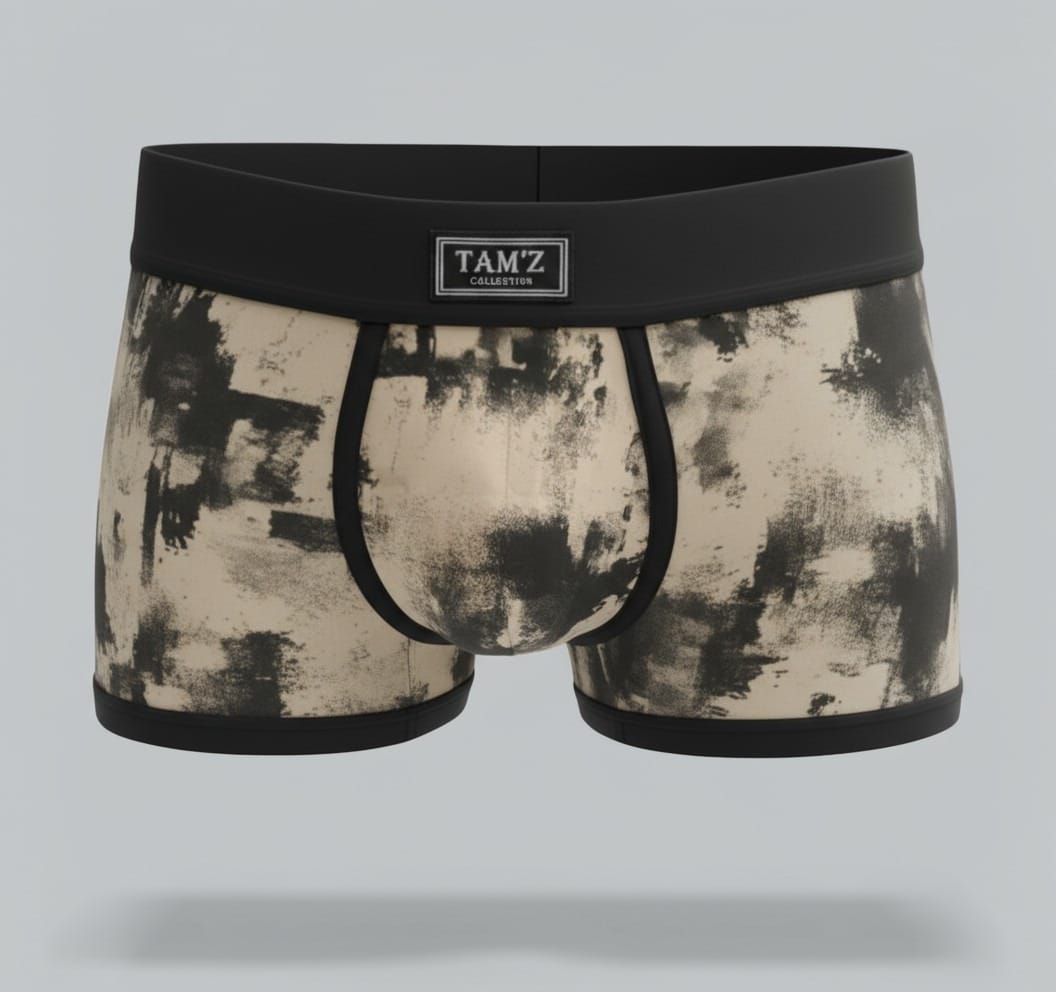 TAMZ Smoky Boxer men’s underwear with black smoky pattern and soft black waistband