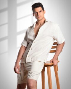 Men’s Linen Half Sleeve Shirt - Plain Off-White Summer Shirt