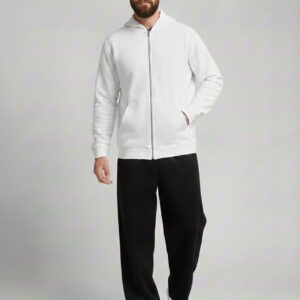Men’s White Zip-Up Hoodie Jacket
