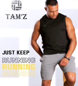 Man wearing black sleeveless athletic tank top front view