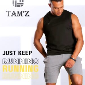 Man wearing black sleeveless athletic tank top front view