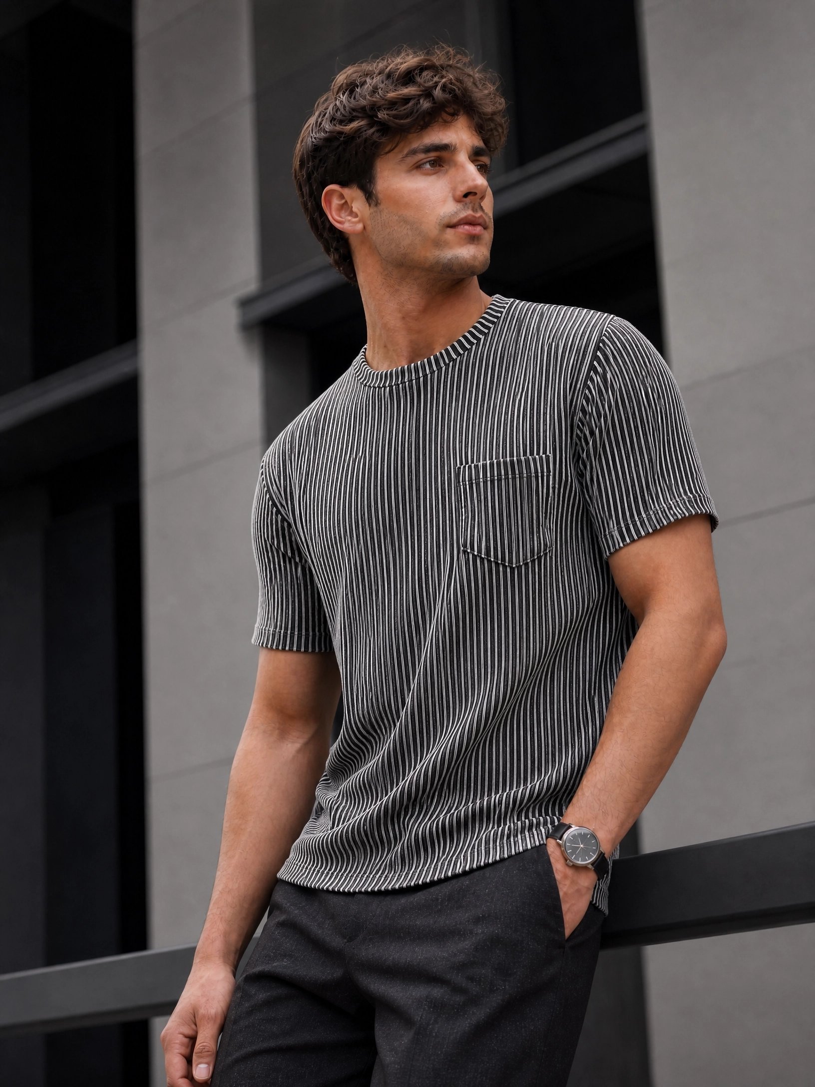 Aura Knitted T-shirt Black - Image 2