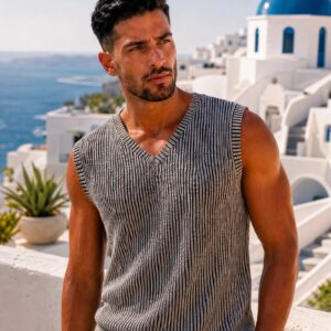 Aura Knitted Sleeveless T-shirt Black